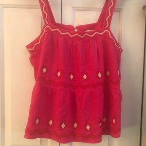 Hot Pink Embroidered Tank Top from Loft